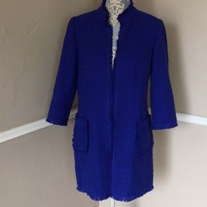 Cobalt Royal blue Fringe Open Front Pockets Long